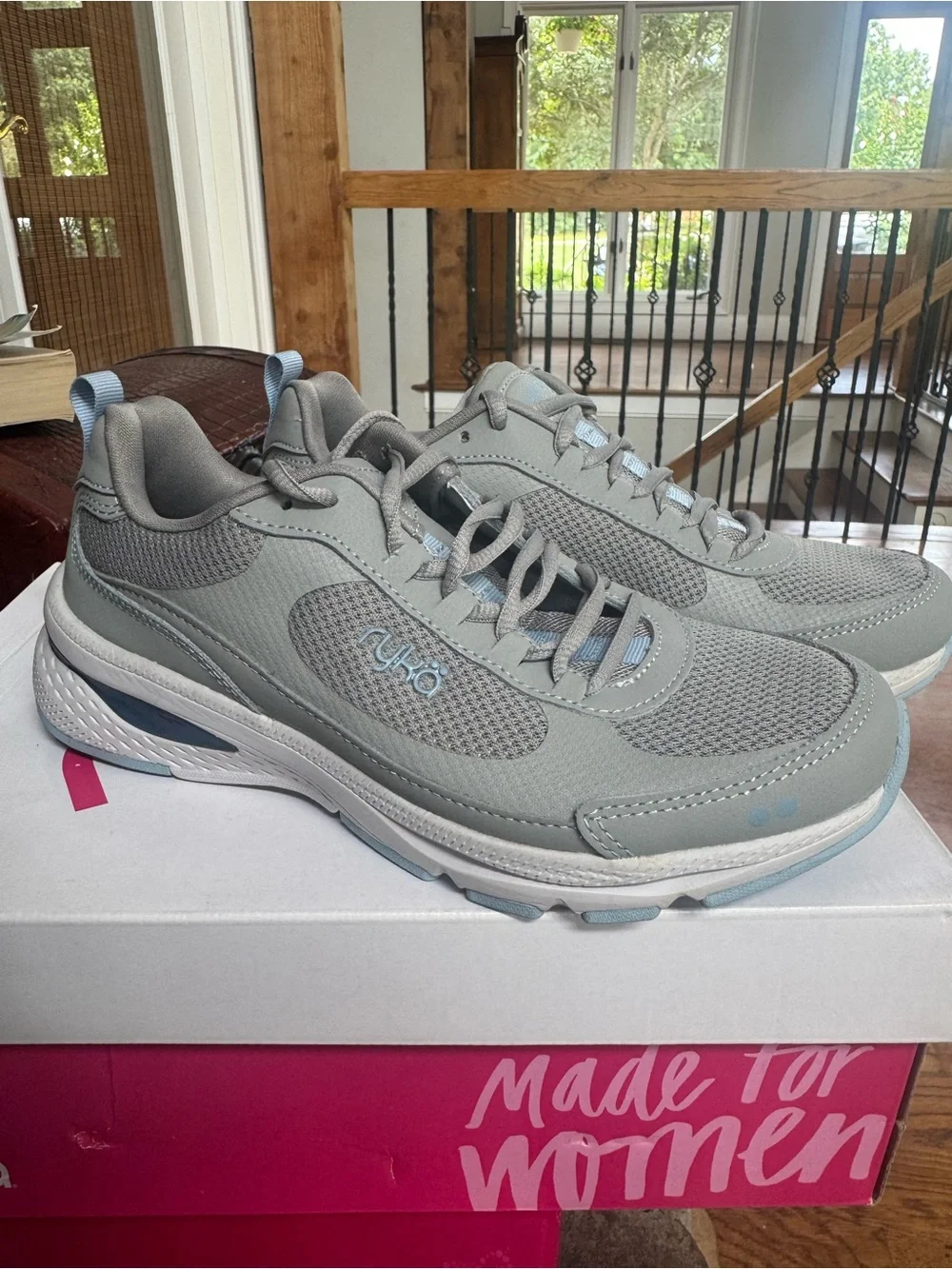 Ryka Brave Light Gray Blue Athletic Walking Sneakers